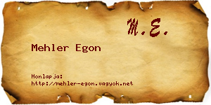 Mehler Egon névjegykártya
